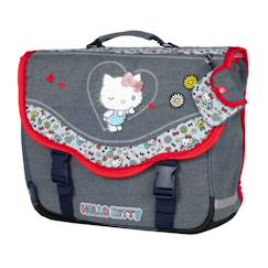 Hello kitty - cartable scolaire 38 cm kiss kiss - gris/rouge - 2 compartiments - primaire  - vertbaudet enfant