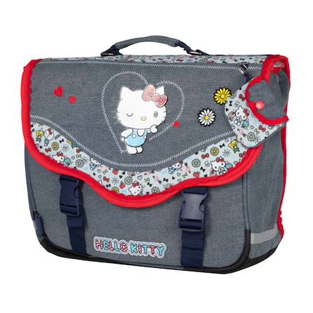 Fille-Accessoires-Hello kitty - cartable scolaire 38 cm kiss kiss - gris/rouge - 2 compartiments - primaire