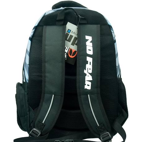 Sac à dos scolaire garçon compartimenté motif robot no fear 43 cm Gris / noir / bleu 3 - vertbaudet enfant 