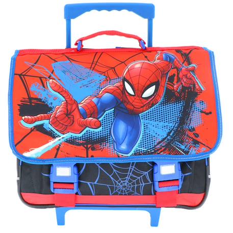 Cartable à roulettes spiderman avec rabat pvc imprimé brillant Bleu / rouge / noir 4 - vertbaudet enfant 