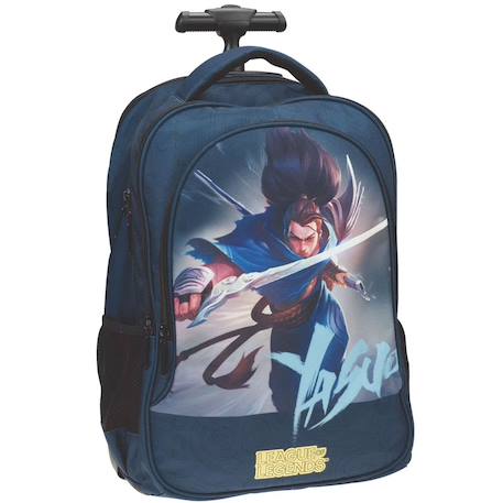 Cartable à roulettes imprimé league of legends yasuo textile Bleu marine 1 - vertbaudet enfant 