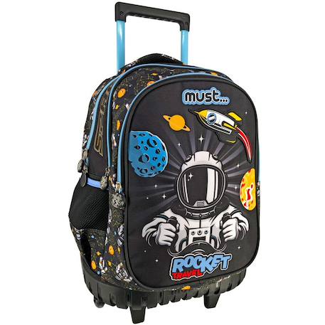 Sac à dos trolley 3 compartiments astronaute rocket travel 45 cm Noir / bleu / blanc 1 - vertbaudet enfant 
