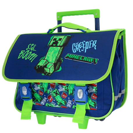 Cartable à roulettes minecraft creeper boom 41 cm - 2 cpt Multicolore 1 - vertbaudet enfant 
