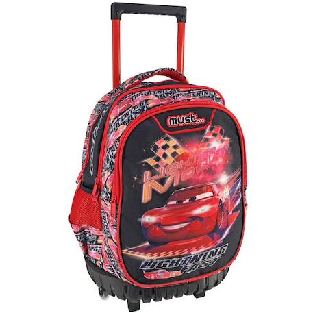Sac à roulettes cars lightning mcqueen – 3 compartiments à zip led Noir / rouge / blanc 1 - vertbaudet enfant 