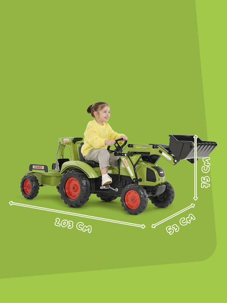 Tractopelle à pédales avec excavatrice arrière et remorque Jaune Komatsu+Vert 10 - vertbaudet enfant 