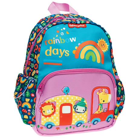 Sac à dos maternelle imprimé arc-en-ciel en tissu synthétique fisher-price Bleu / rose / clair / gris 1 - vertbaudet enfant 