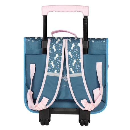 Cartable trolley bella sara imprimé cheval 38 cm Bleu / rose 3 - vertbaudet enfant 