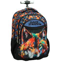Sac à dos à roulettes garçon no fear loup colors 48 cm - trolley scolaire  - vertbaudet enfant