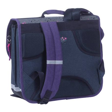 Cartable fille kip textile structuré imprimé 2 compartiments Bleu marine 2 - vertbaudet enfant 