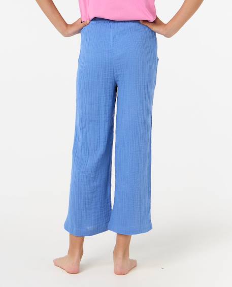 Pantalon fille premium surf beach Blue+Bright pink 3 - vertbaudet enfant 