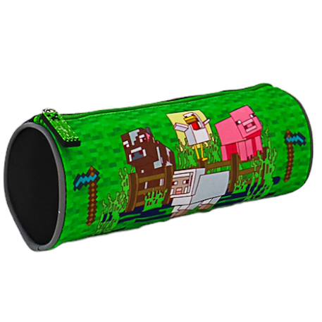 Garçon-Accessoires-Cartable, trousse-Trousse ronde en tissu motif minecraft farming minecraft