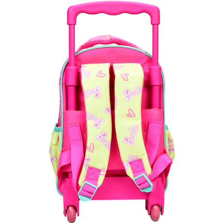 Sac à dos à roulettes maternelle fille - barbie imprimé chewing-gum - compact et pratique Rose bonbon 3 - vertbaudet enfant 