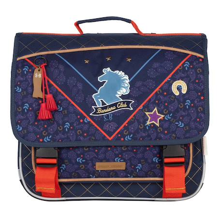 Fille-Accessoires-Cartable toile imperméable motif cheval stalla bianca 38 cm