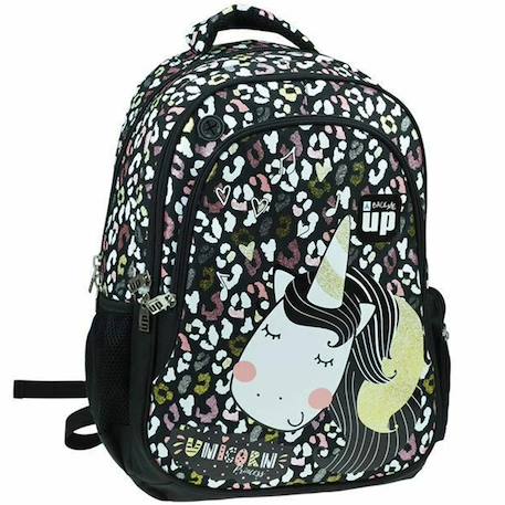 Cartable fille licorne back me up textile à paillettes Noir / multicolore / bleu 1 - vertbaudet enfant 