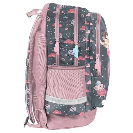 Sac à dos scolaire fille danseuse ballerine paso – 42 x 29 x 17 cm Gris / rose / clair / bleu 2 - vertbaudet enfant 