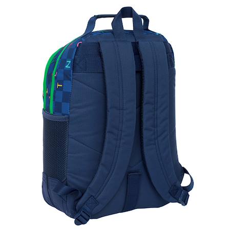 Sac à dos scolaire benetton damero 42 cm – 2 compartiments zippés benetton Bleu / jaune / bleu 3 - vertbaudet enfant 