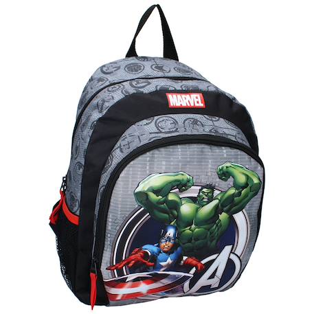 Sac à dos enfant avengers marvel personnages captain america et hulk - 35 cm Gris / noir 1 - vertbaudet enfant 
