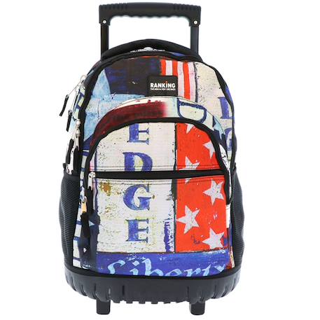 Sac à dos trolley ranking imprimé drapeau rétro 46 cm Noir / blanc / gris / rouge 3 - vertbaudet enfant 