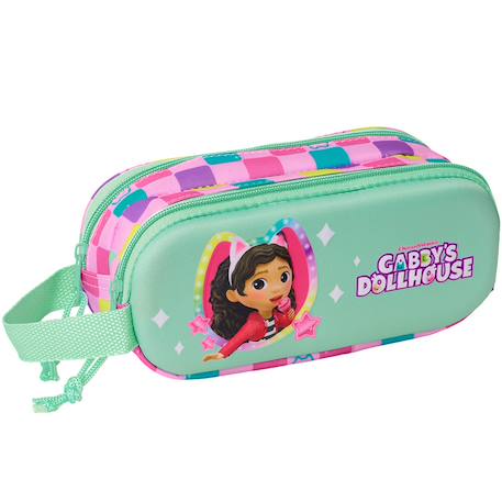 Trousse double 3d motif glace en tissu Vert menthe 1 - vertbaudet enfant 