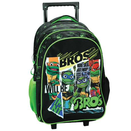 Sac à dos à roulettes garçon tortue ninja bros 46 cm - 2 compartiments Noir / vert 1 - vertbaudet enfant 