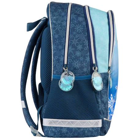 Sac à dos scolaire fille la reine des neiges motif elsa pailleté polyester Bleu / bleu / ciel / blanc 3 - vertbaudet enfant 