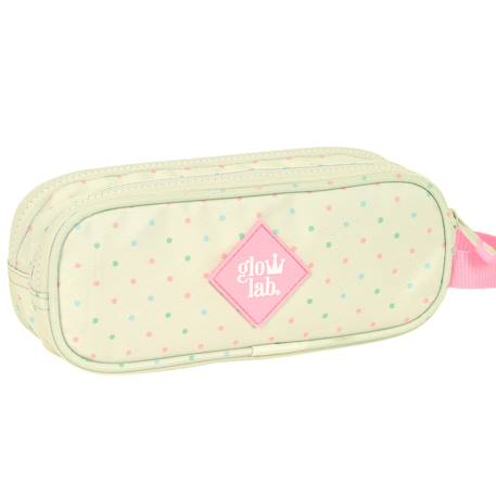 Trousse fille rectangulaire toile 2 compartiments zippés Bleu / vert / clair 2 - vertbaudet enfant 