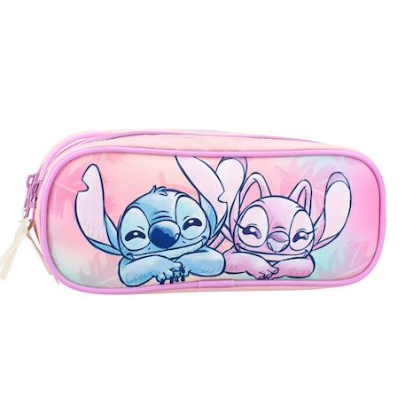 Trousse lilo & stitch à zip 2 compartiments motif stitch wild energy Rose 1 - vertbaudet enfant 