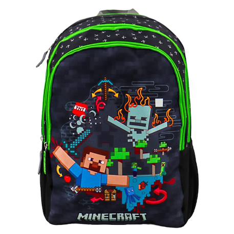 Sac à dos garçon minecraft tnt pixel art polyester 2 compartiments Noir / doré 4 - vertbaudet enfant 