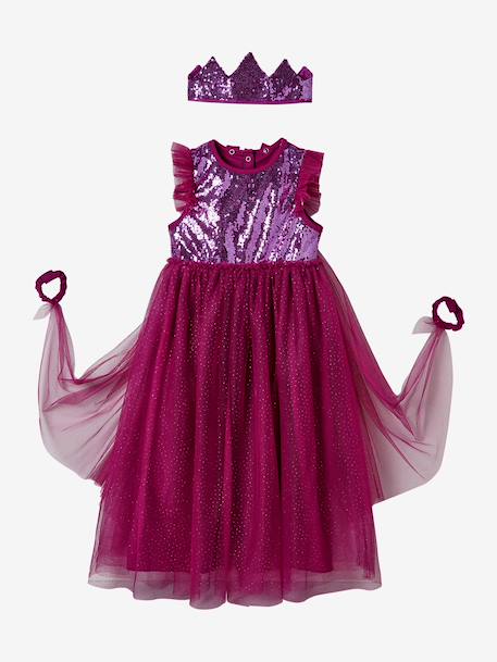 Déguisement de princesse avec voile et couronne bleu+doré+prune+rose 14 - vertbaudet enfant 