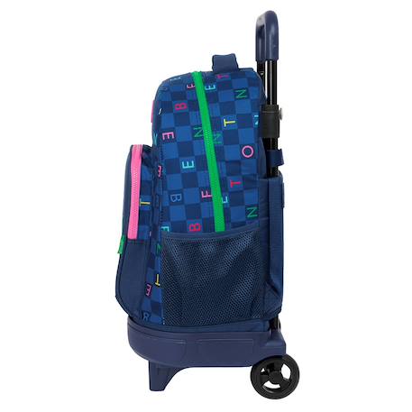 Sac à dos trolley benetton damero à roues amovible 45x33x22 cm Bleu / multicolore 2 - vertbaudet enfant 