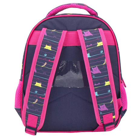 Sac à dos maternelle fille la boutique des toons motif chat couronne pailletée Noir / violet / bleu 2 - vertbaudet enfant 