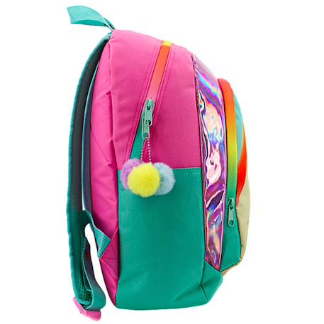 Sac à dos scolaire fille licorne arc-en-ciel et pompons 41 cm Rose/multicolore 4 - vertbaudet enfant 