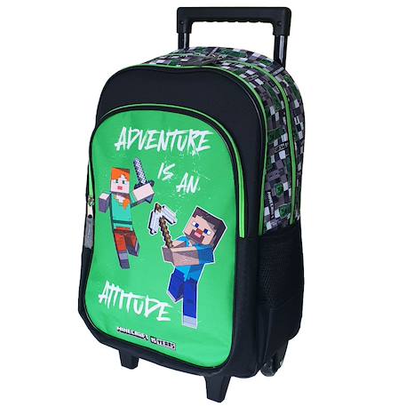 Garçon-Sac à dos à roulettes garçon minecraft aventure 45 cm - trolley scolaire à 2 compartiments