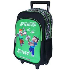 Sac à dos à roulettes minecraft aventure 45 cm - trolley scolaire à 2 compartiments  - vertbaudet enfant
