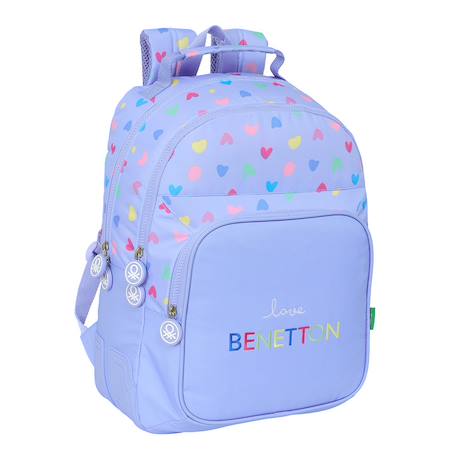 Sac à dos enfant benetton lilas à cœurs 42x32x15 cm Violet clair 1 - vertbaudet enfant 