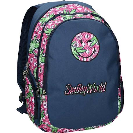 Fille-Accessoires-Cartable, trousse-Sac à dos scolaire smiley world motif et 44 cm