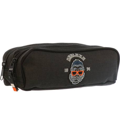 Trousse garçon deluxe en toile - 2 compartiments Noir 1 - vertbaudet enfant 