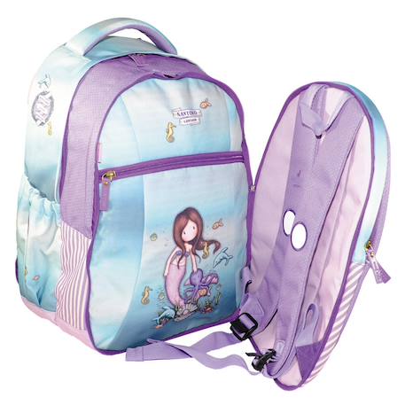 Sac à dos fille 2-en-1 à motif 44 cm Bleu / violet+Pêche+Rose/multicolore 2 - vertbaudet enfant 