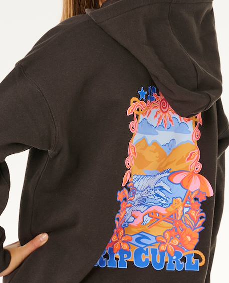 Sweat à capuche sunshine squad   fille Washed black 5 - vertbaudet enfant 