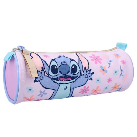 Garçon-Accessoires-Cartable, trousse-Trousse stitch ronde 20 cm fleurs et zip lilo_et_stitch