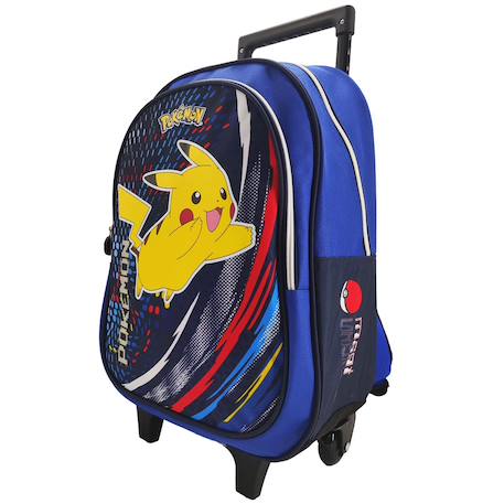 Sac à roulettes garçon team pikachu pokémon 42 cm Bleu / jaune / blanc 1 - vertbaudet enfant 