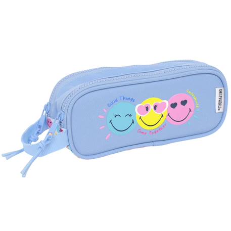Trousse rectangulaire smiley world heureux double compartiment zippé – smiley world Bleu 1 - vertbaudet enfant 