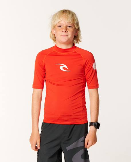T-shirt anti-uv waves manches courtes garçon Lava red 1 - vertbaudet enfant 