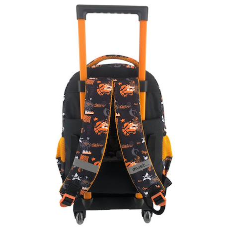 Sac à roulettes scolaire garçon basketball fire 45 cm - trolley 3 compartiments Noir / orange 2 - vertbaudet enfant 