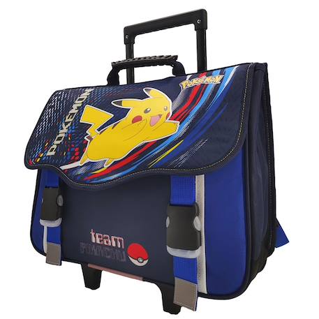 Cartable à roulettes polyester team pikachu pokemon Bleu marine 2 - vertbaudet enfant 