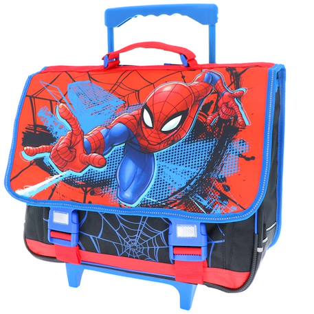 Cartable à roulettes spiderman avec rabat pvc imprimé brillant Bleu / rouge / noir 1 - vertbaudet enfant 