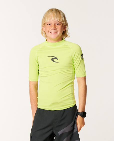 T-shirt anti-uv waves manches courtes garçon Lime 1 - vertbaudet enfant 