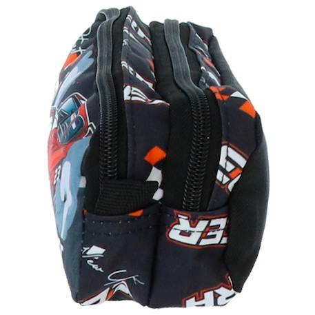 Trousse garçon double compartiment textile imprimée voiture de course Bleu marine 3 - vertbaudet enfant 