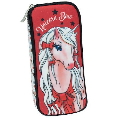 Trousse fille rembourrée double compartiment licorne love 23 cm Blanc / rouge / noir 2 - vertbaudet enfant 