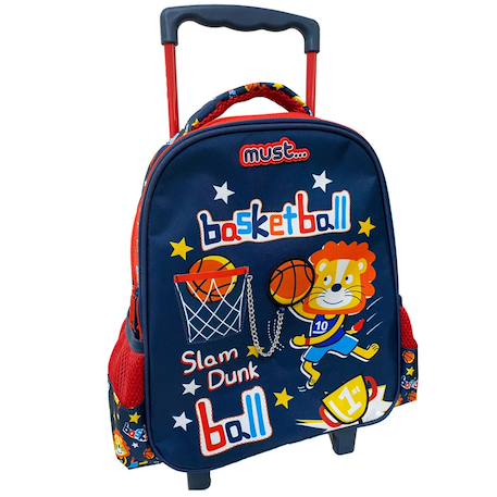 Sac à dos trolley maternelle basketball lion 31 cm Bleu / orange / blanc 1 - vertbaudet enfant 